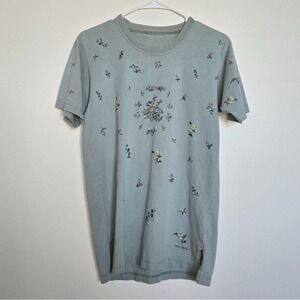 Vintage Northern Reflections Green Sage Floral Print Tee T-shirt Medium M‎